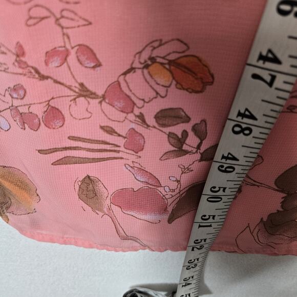 VTG Norm Thompson Maxi Dress Sz L Pink Peach Floral Chiffon Lined Short Sleeve - Picture 15 of 16